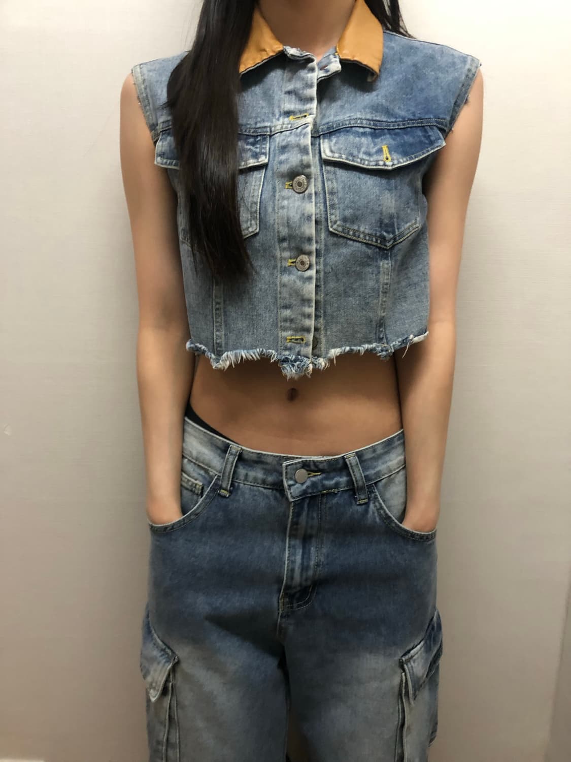빈티지 데님 크롭 자켓 상품이미지4