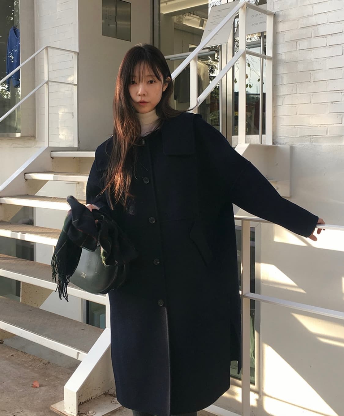 매니매니모드 클래식 후드코트 네이비  상품이미지2