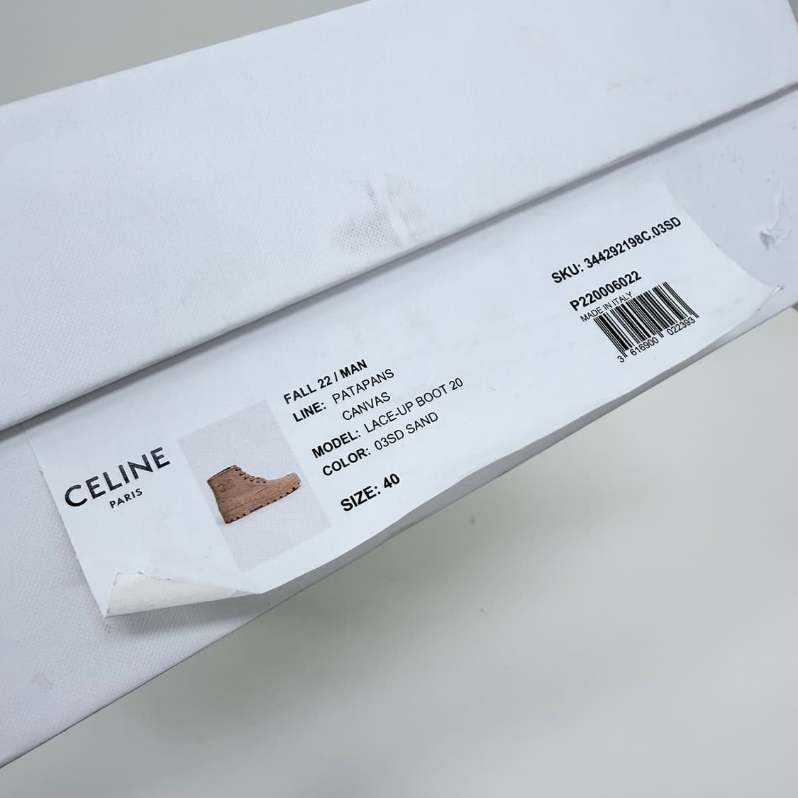 [미사용/250] 셀린느 파타판 캔버스 레이스업 부츠 샌드 베이지 상품이미지10