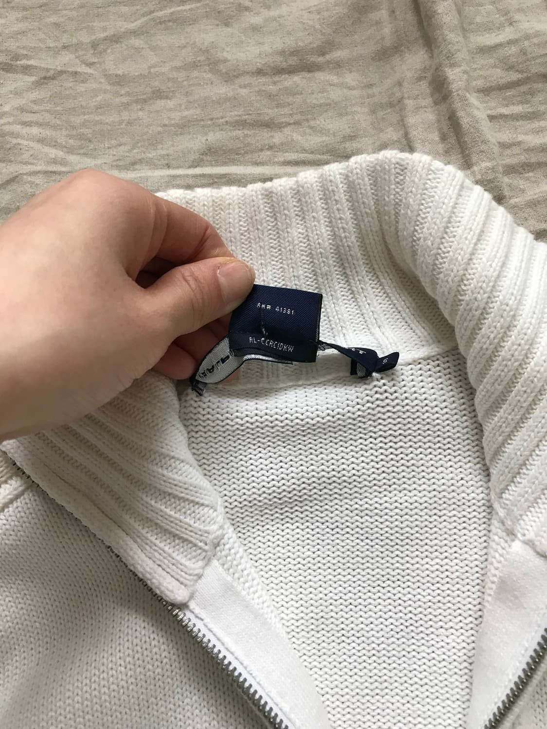 폴로 랄프로렌 포니 로고 화이트 니트집업 상품이미지8