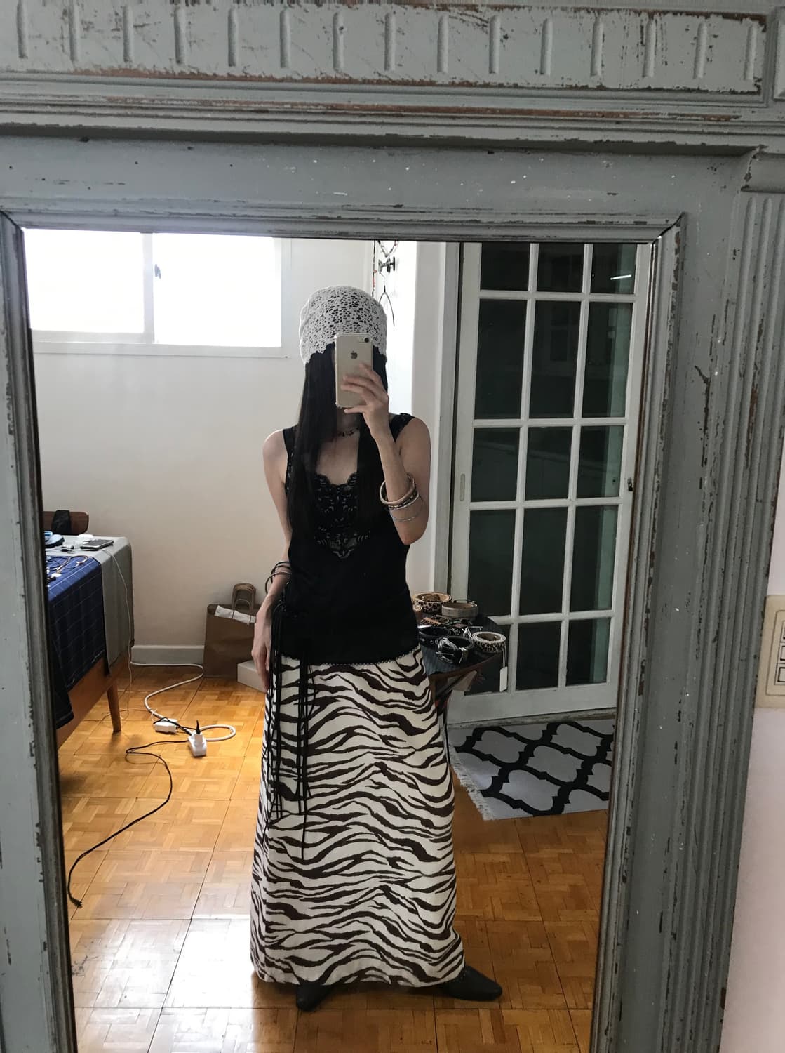 vintage pattern maxi skirt  상품이미지4