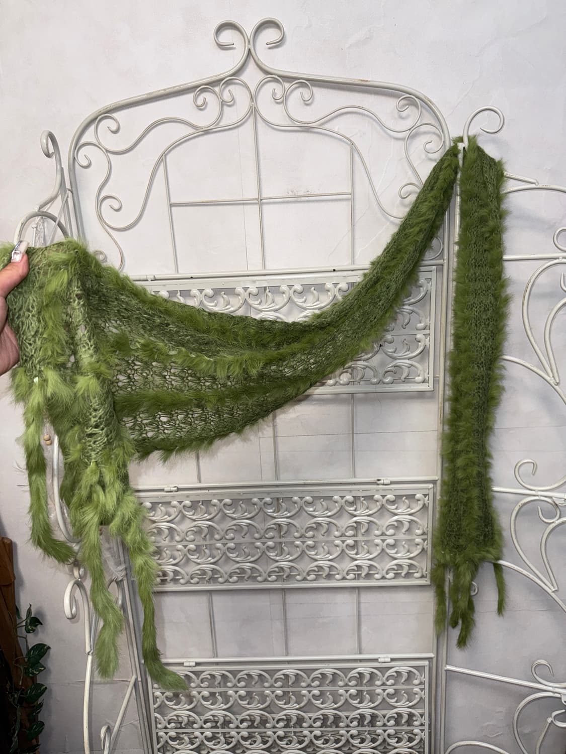 Renoma olive rabbit fur trimmed muffler 상품이미지2