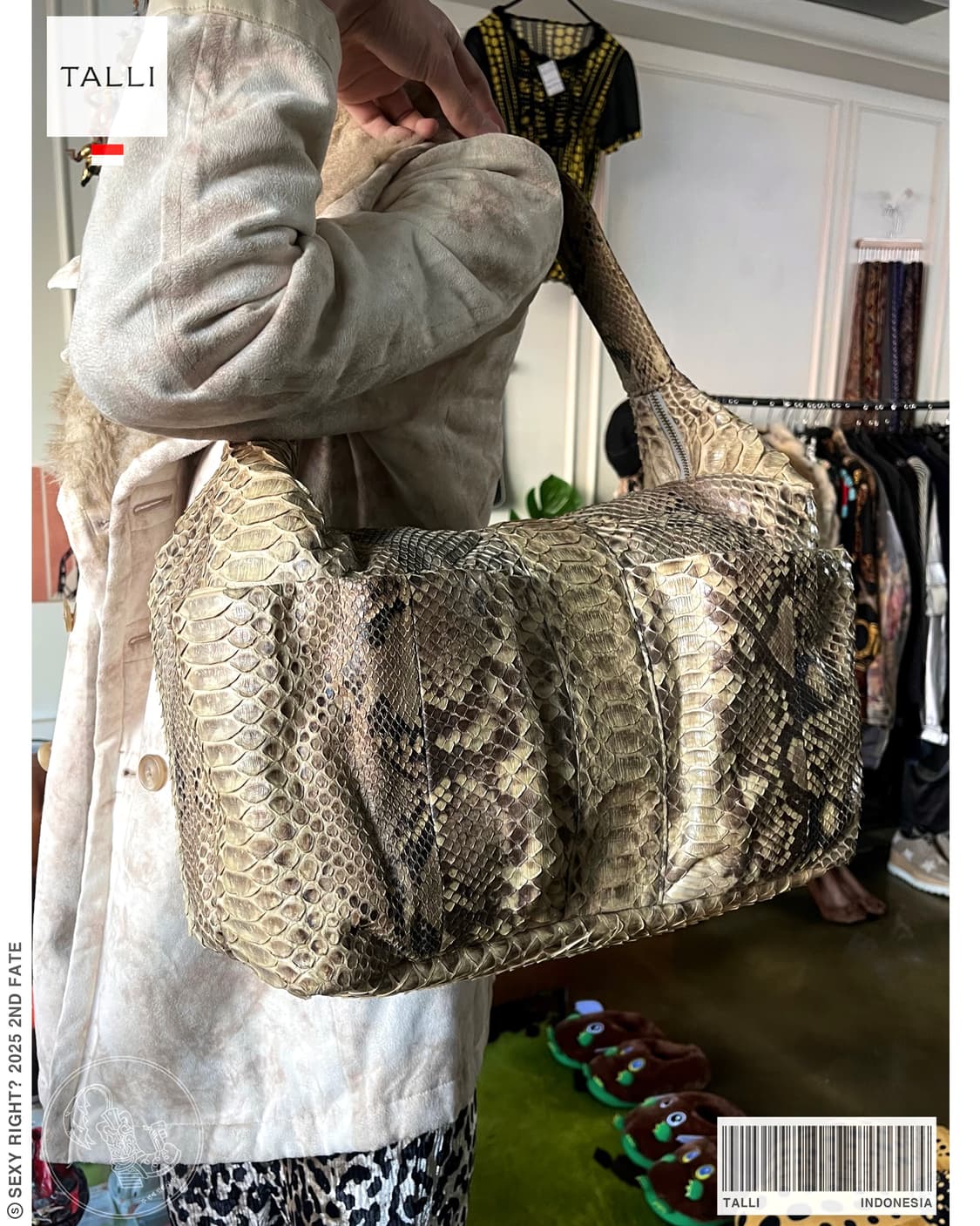 TALLI Real Python Skin Tank Shoulder Bag 상품이미지1