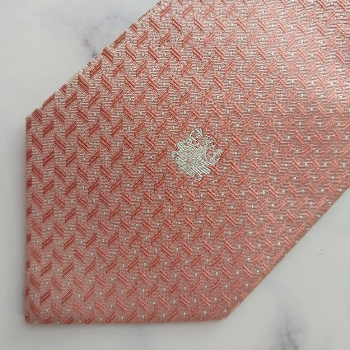 아쿠아스큐텀 실크 핑크 자카드 패턴 넥타이 9.4cm A등급 K2407 상품이미지3