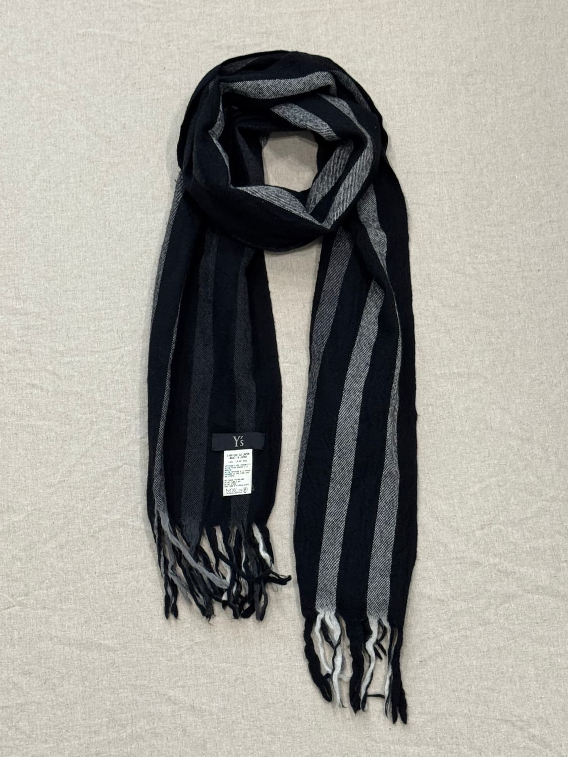 요지야마모토 그라데이션 스트라이프 울 머플러 상품이미지4