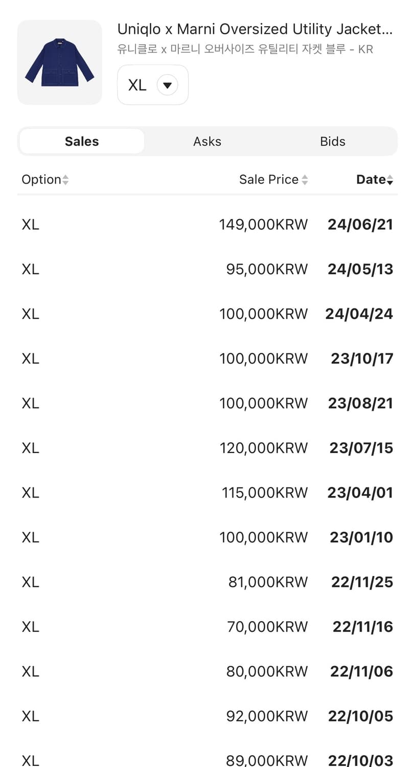유니클로 x 마르니 오버사이즈 유틸리티 자켓 블루 xl 상품이미지6