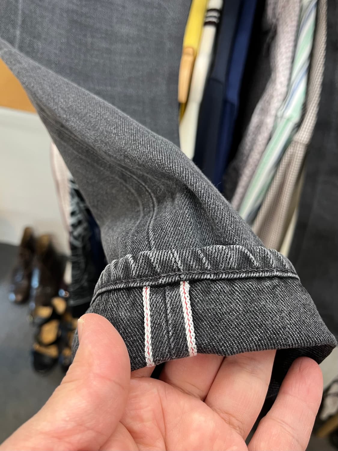 [28] 누디진 그림팀 흑청 셀비지  상품이미지8