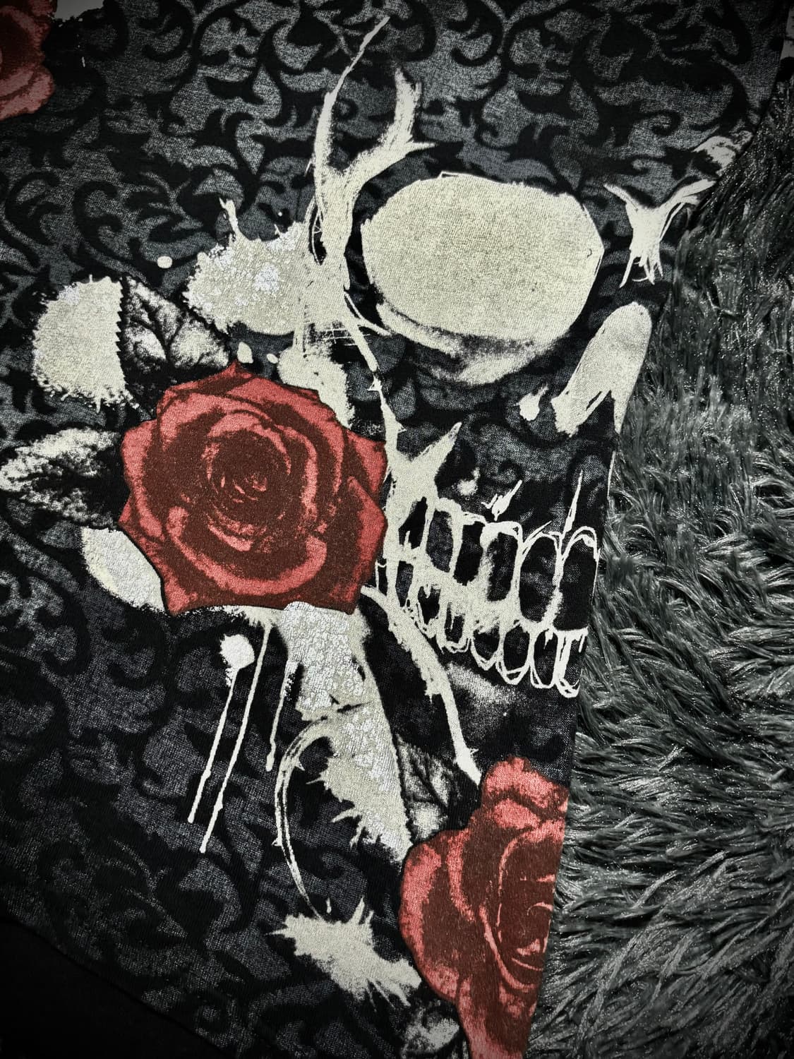 Dig Deep -black label- 해골&장미 고딕 워싱 프린팅 T 상품이미지4