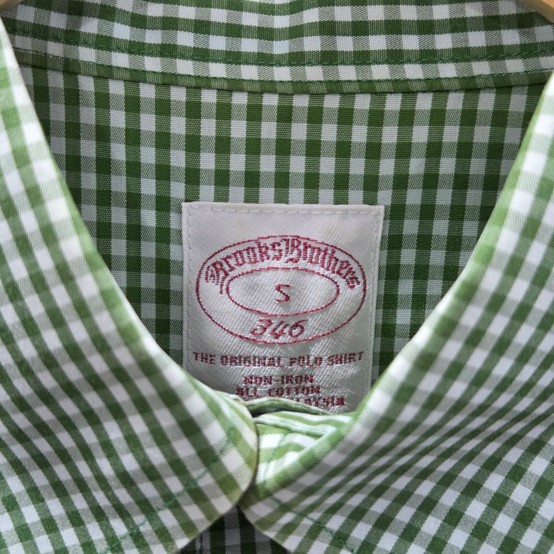 브룩스브라더스 버튼다운 깅엄체크 반팔셔츠 그린 S  상품이미지2