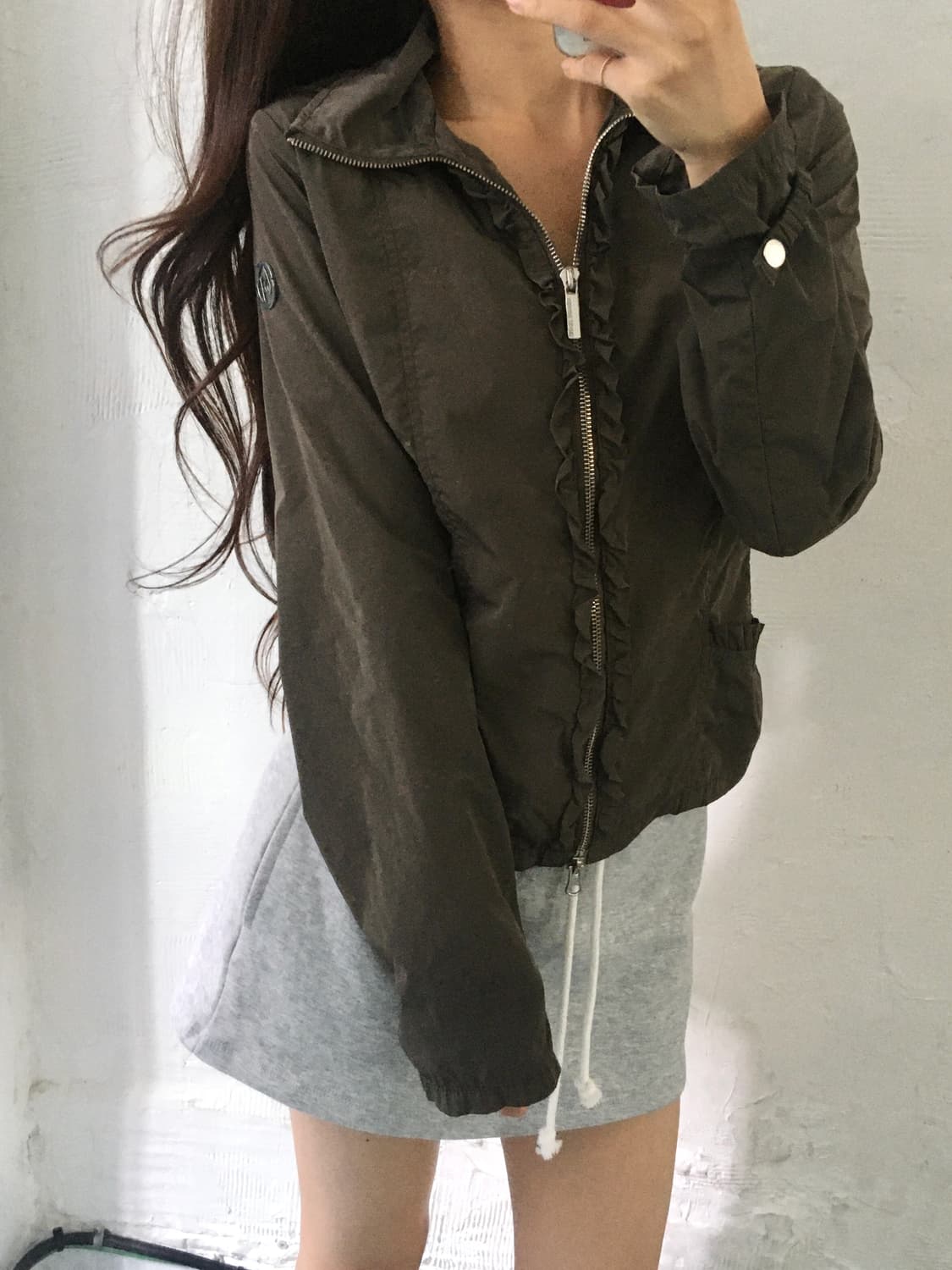 Armani Jeans 아르마니 진스 브라운컬러 프릴디테일 폴리 자켓 상품이미지1