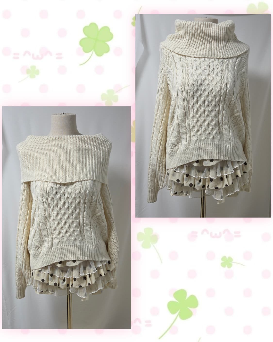 CHIP CLIP 아이보리 폴라 오프숄더 니트 상품이미지3