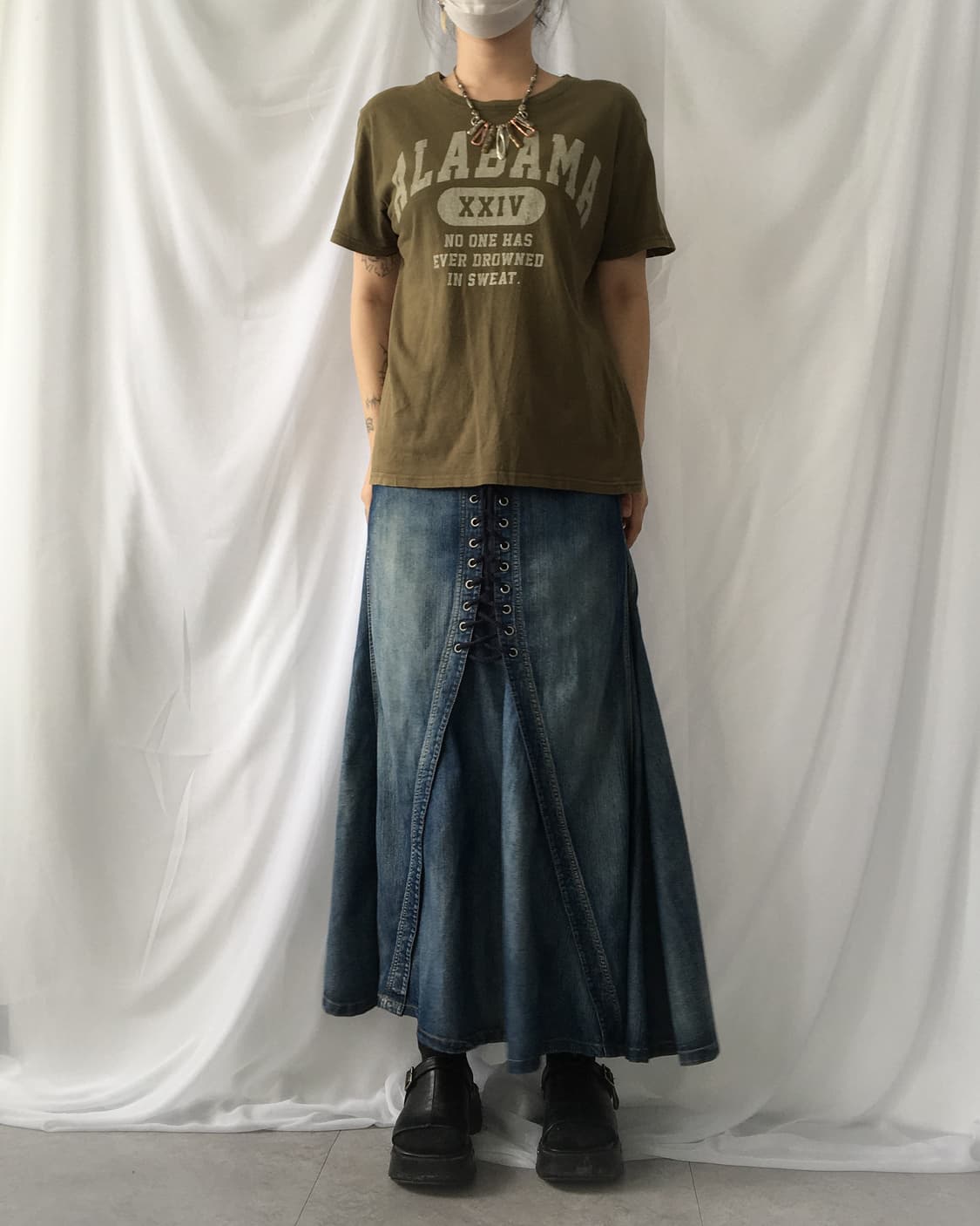 Lettering printing khaki t shirt 상품이미지4