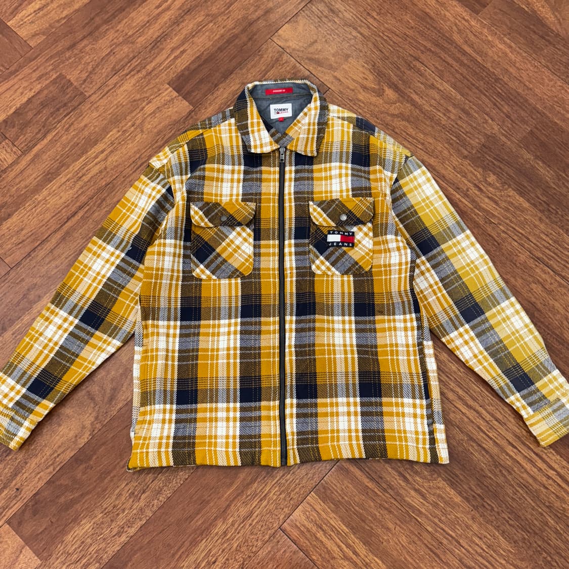 L(105) 타미힐피거 타미진스 체크 오버핏 집업 자켓  상품이미지2