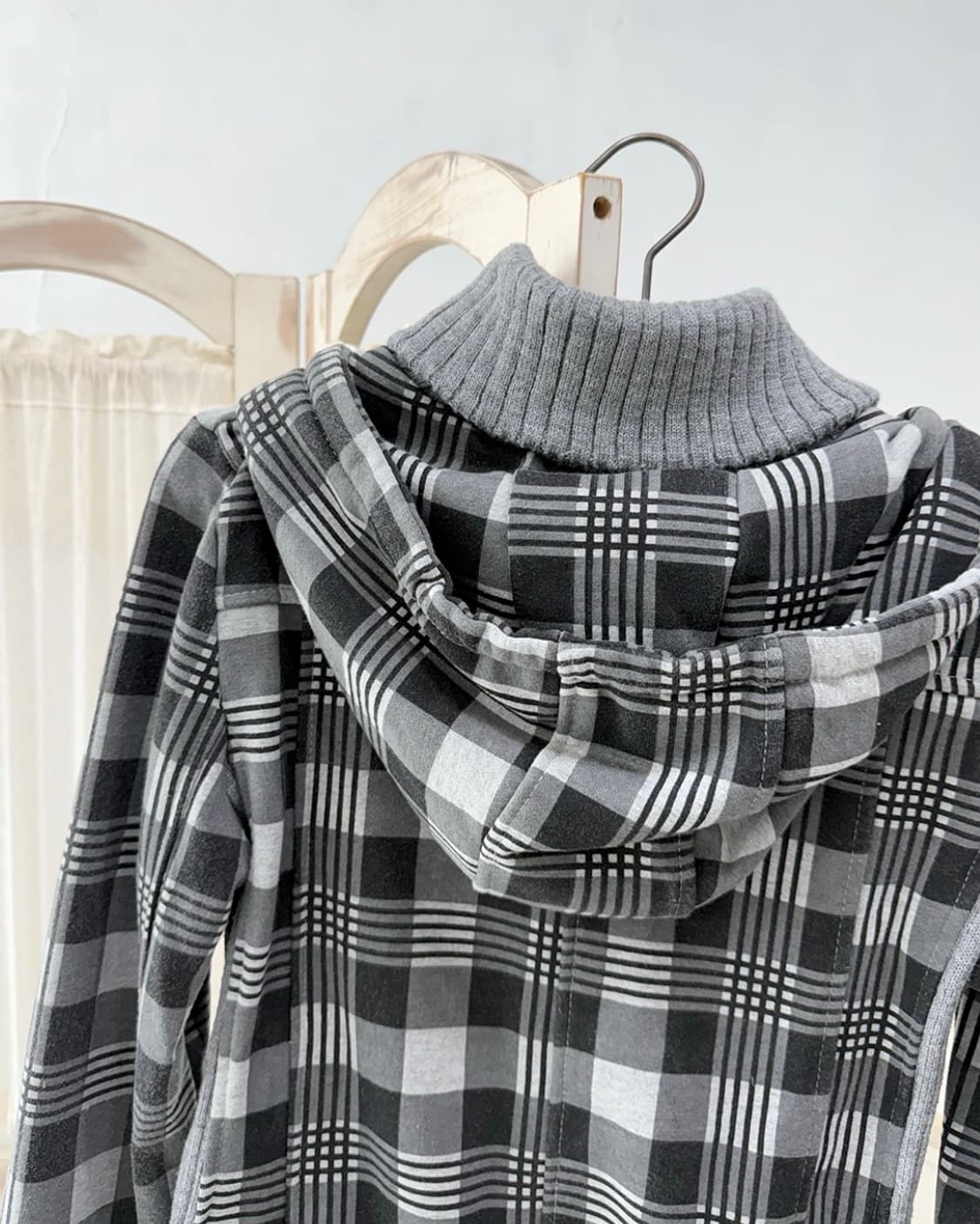 Y2k Gray check zip-up 상품이미지6