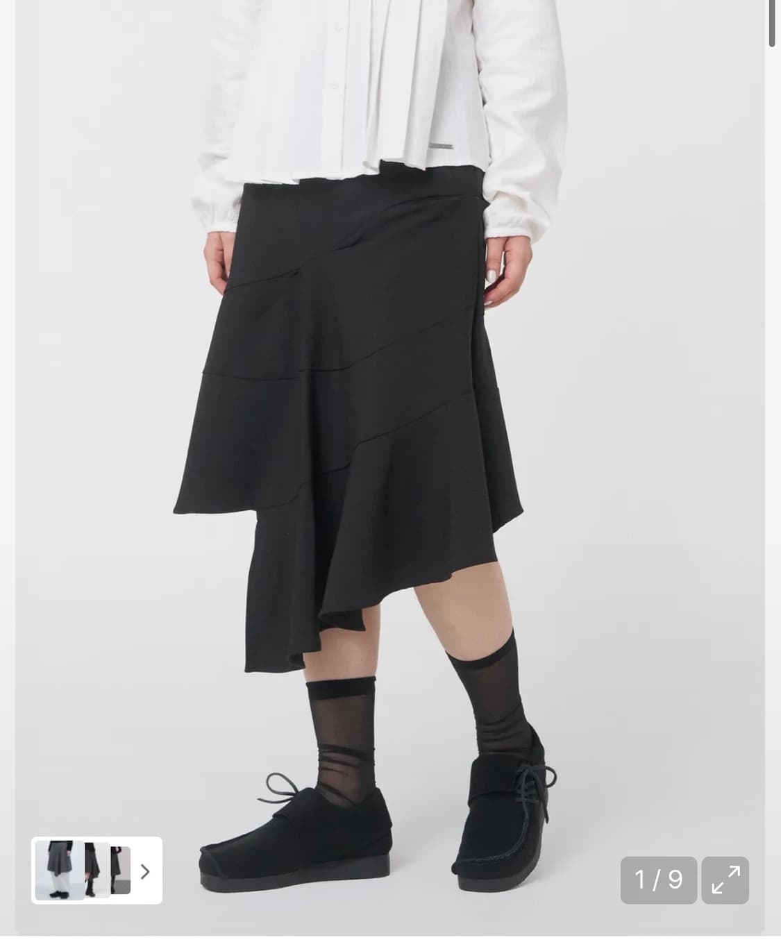 미세키서울 Diagonal midi skirt BLACK 상품이미지1