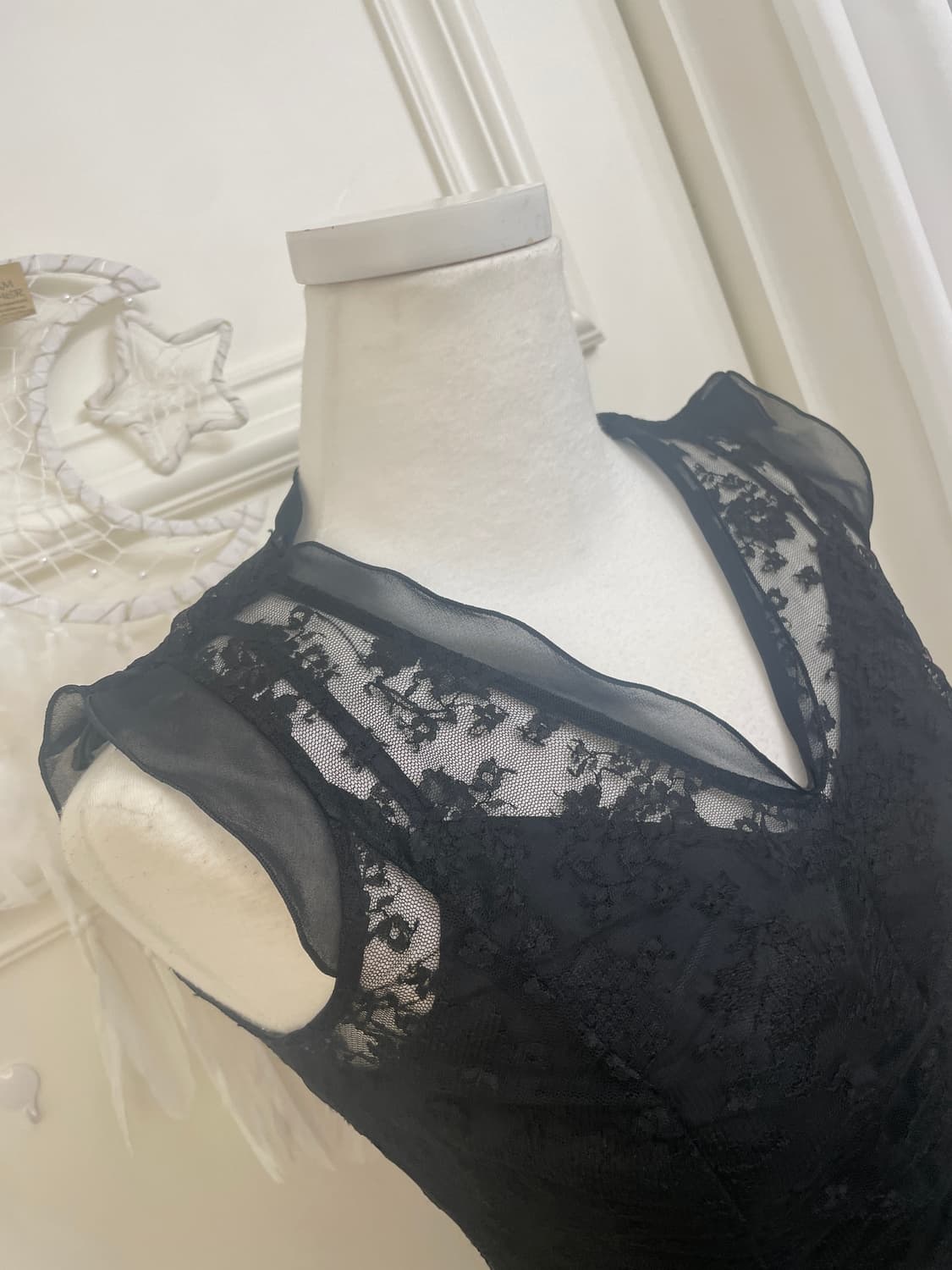 black lace shirring pleats bow opc 상품이미지8