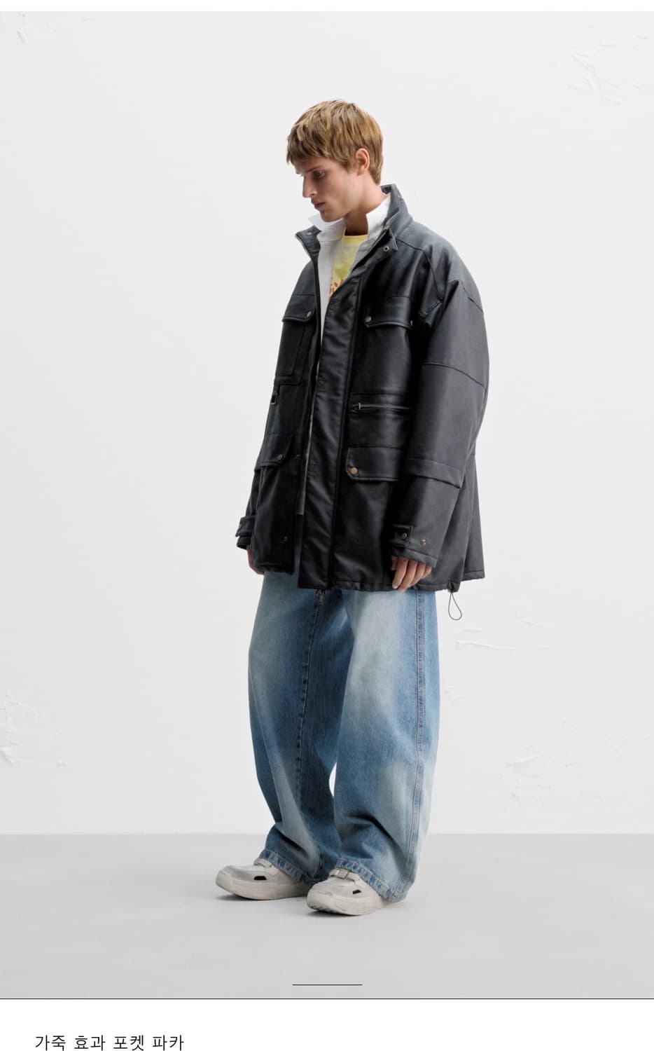 S사이즈 자라 레더 이펙트 파카 블랙 3715/412/800 상품이미지4