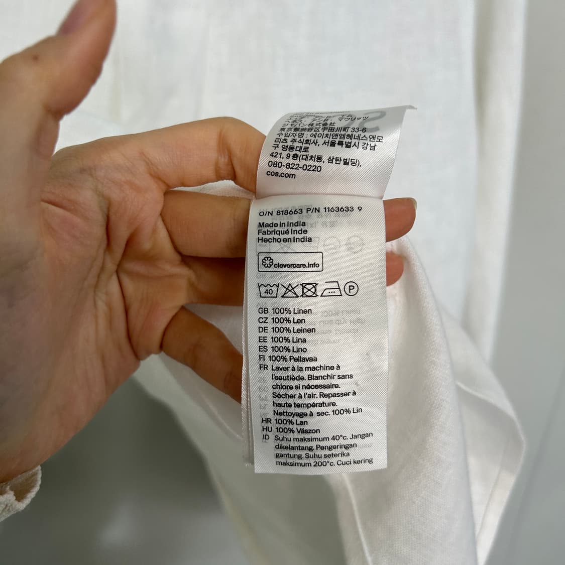 코스 COS 여성 린넨 셔츠 32 화이트 상품이미지4