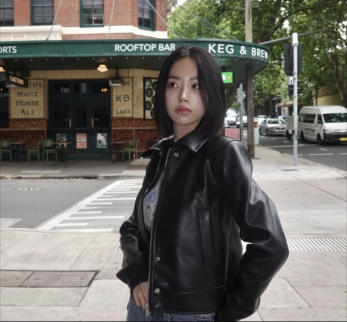 페일제이드 댄디 레더 패디드 점퍼 크롭 상품이미지2