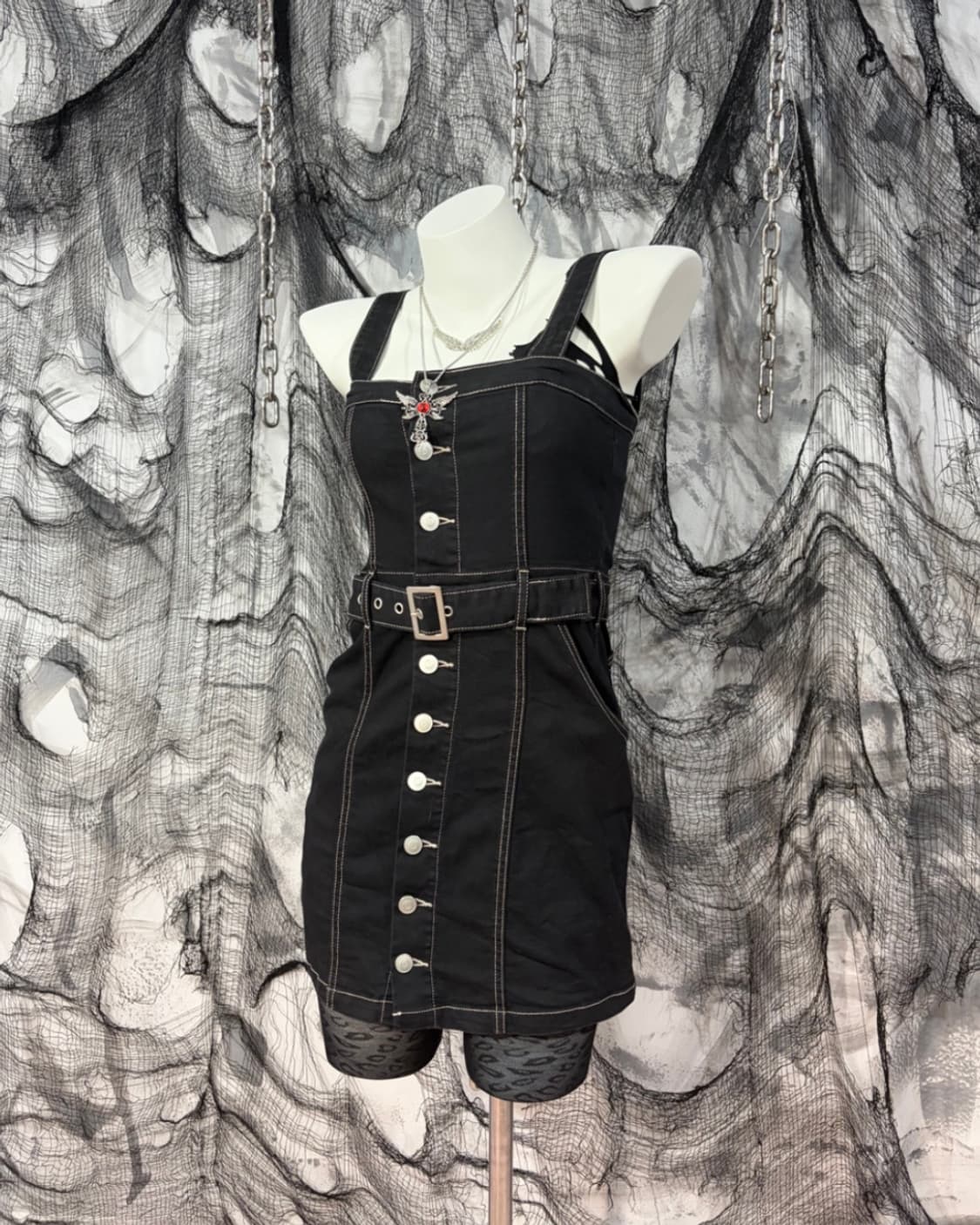 Y2K stitch belt one-piece 상품이미지3