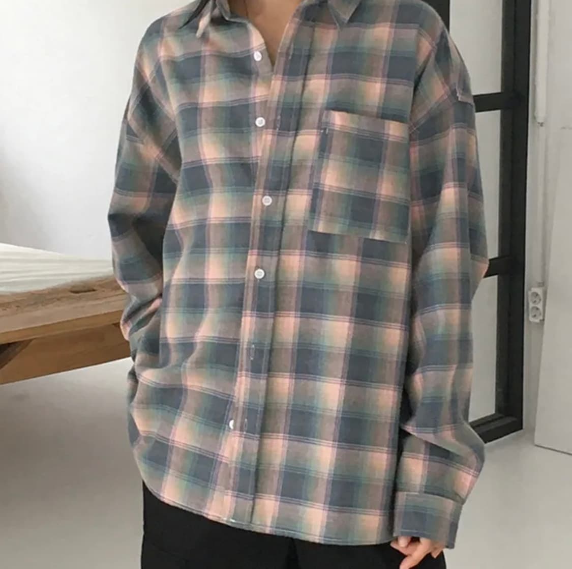 베스킨 피치기모 빈티지 체크셔츠 상품이미지2