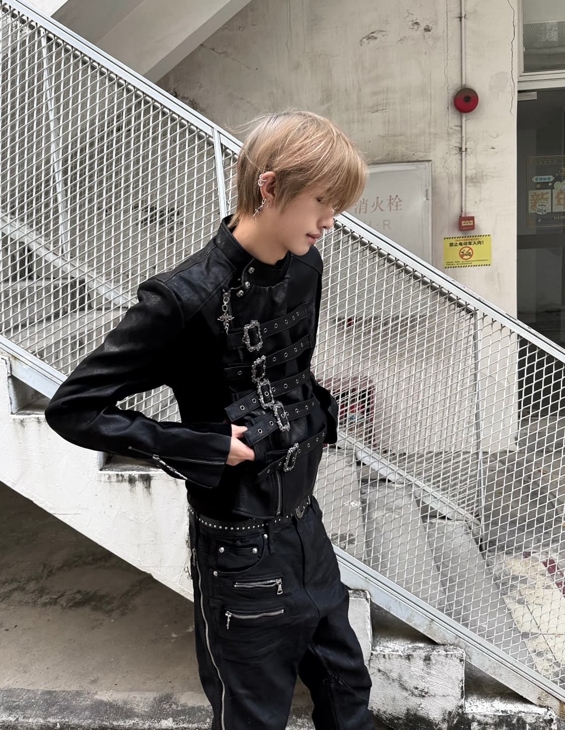 Napoleon Lace Detail Leather Jacket 상품이미지1