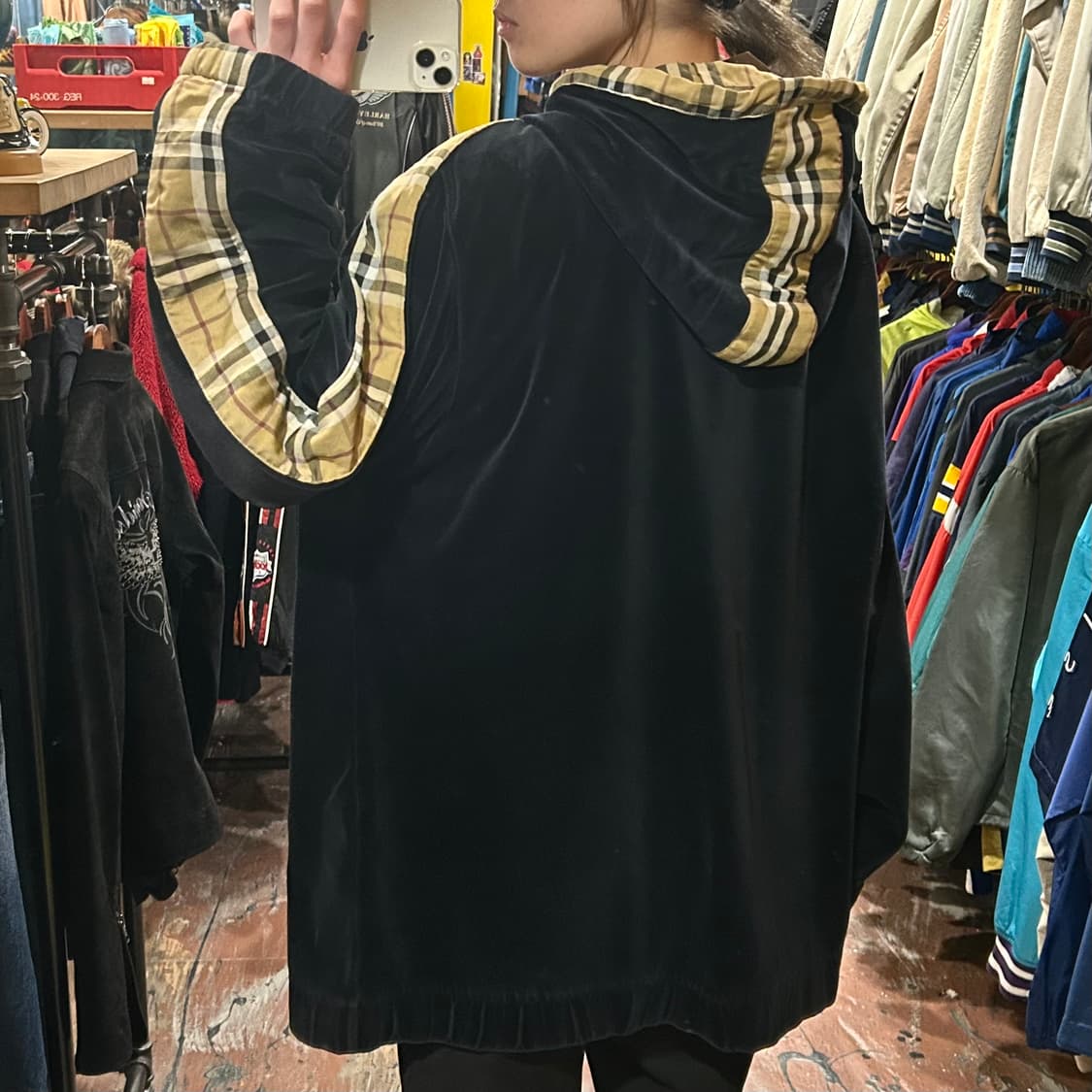 [HI] VTG 벨벳 후드집업 블랙 상품이미지5