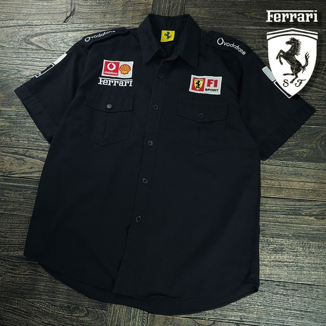 [페라리] 멀티 패치 F1 레이싱 셔츠 블랙 M20814 상품이미지1