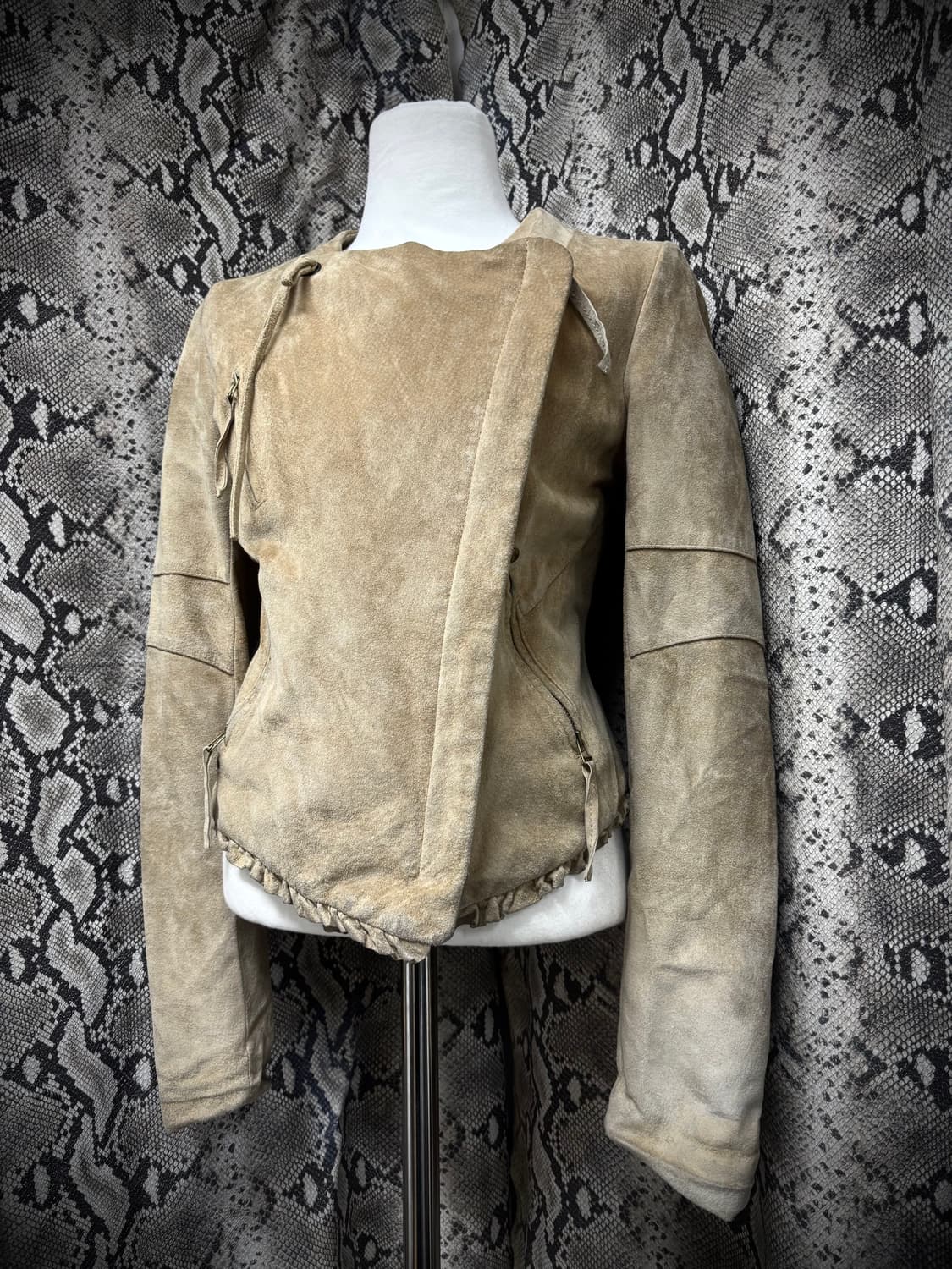 [Y2K] Bomber-Fit Draped Beige PorkSkin N 상품이미지6