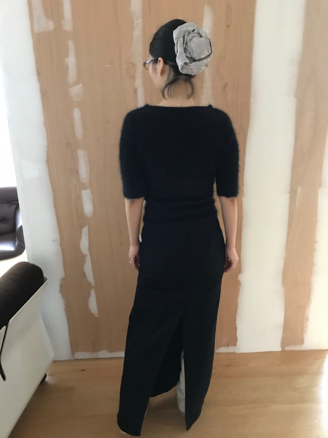 vintage black denim long skirt (29inch) 상품이미지7