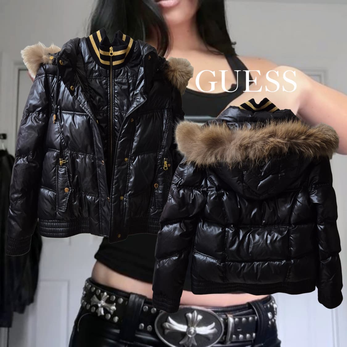 GUESS y2k duck-down Glossy wolf jaw 상품이미지1