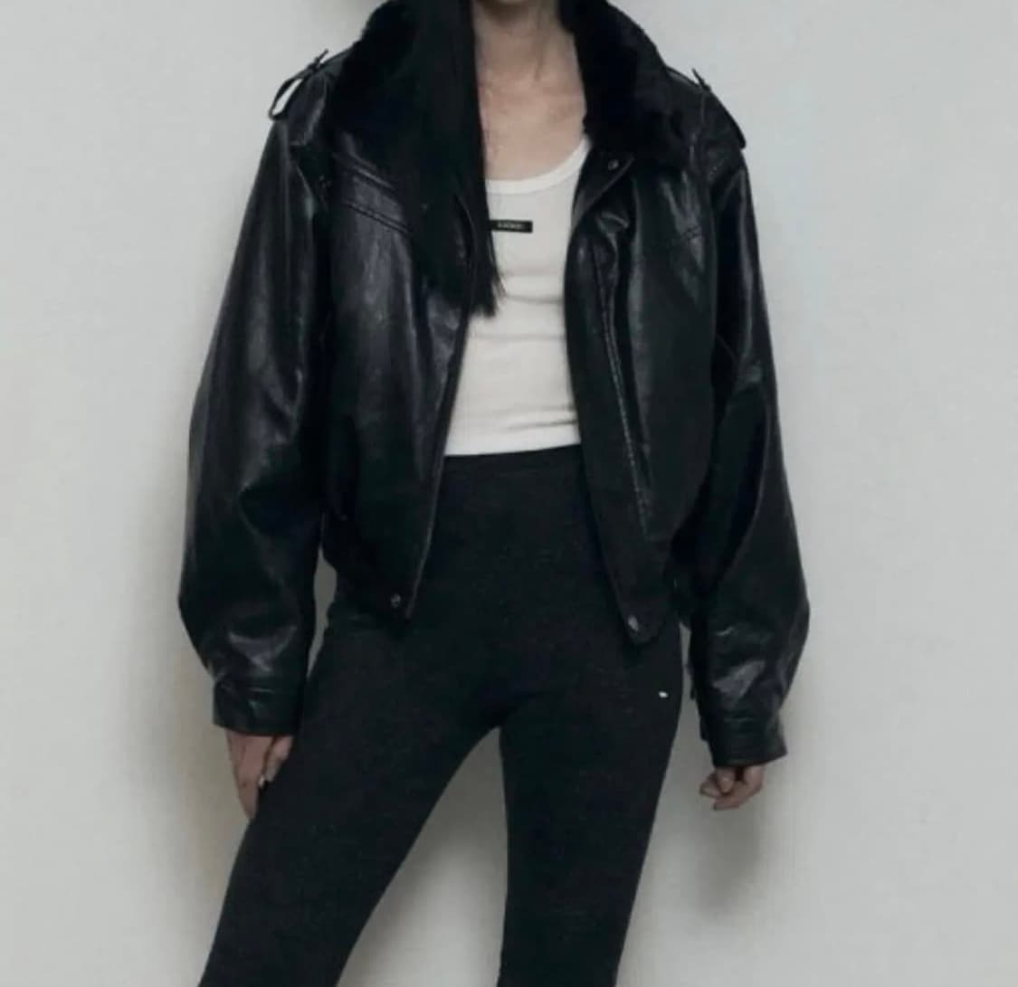 보헤미안서울 크링클 레더 퍼 블루종 상품이미지1