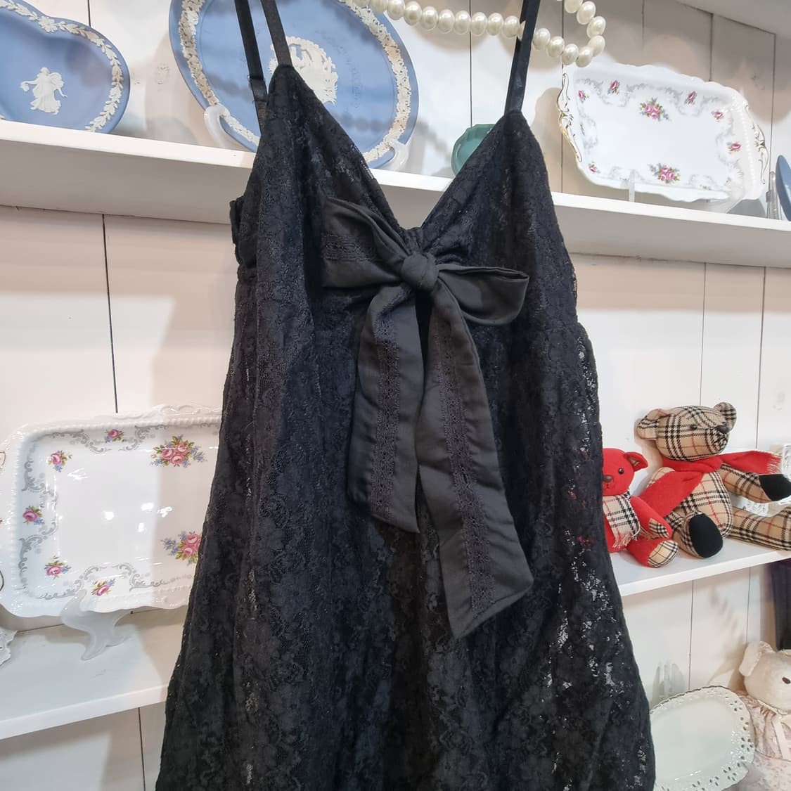 액시즈팜 레이스 리본 슬립 원피스 상품이미지2