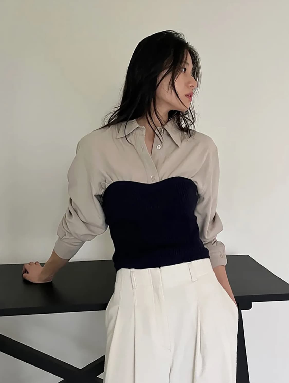 클래식 모달 셔츠 베이지 상품이미지1