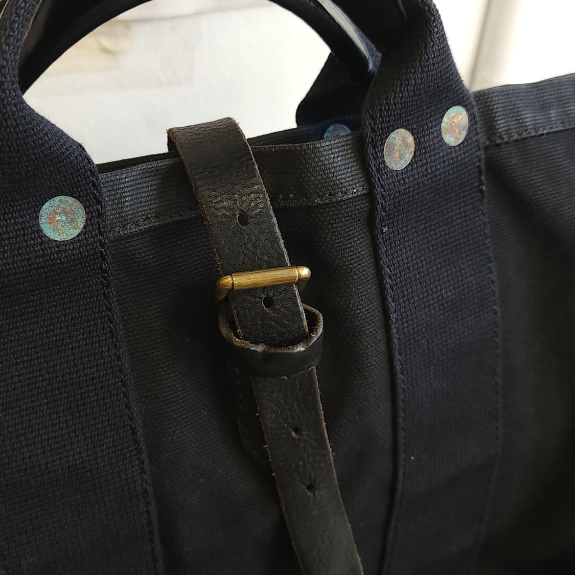 90s 폴로 퍼플라벨 캔버스 레더 토트백 블랙 상품이미지2