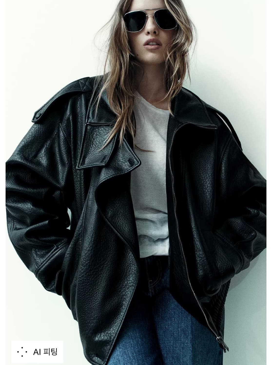 자라 하이넥 레더 자켓 M 상품이미지2
