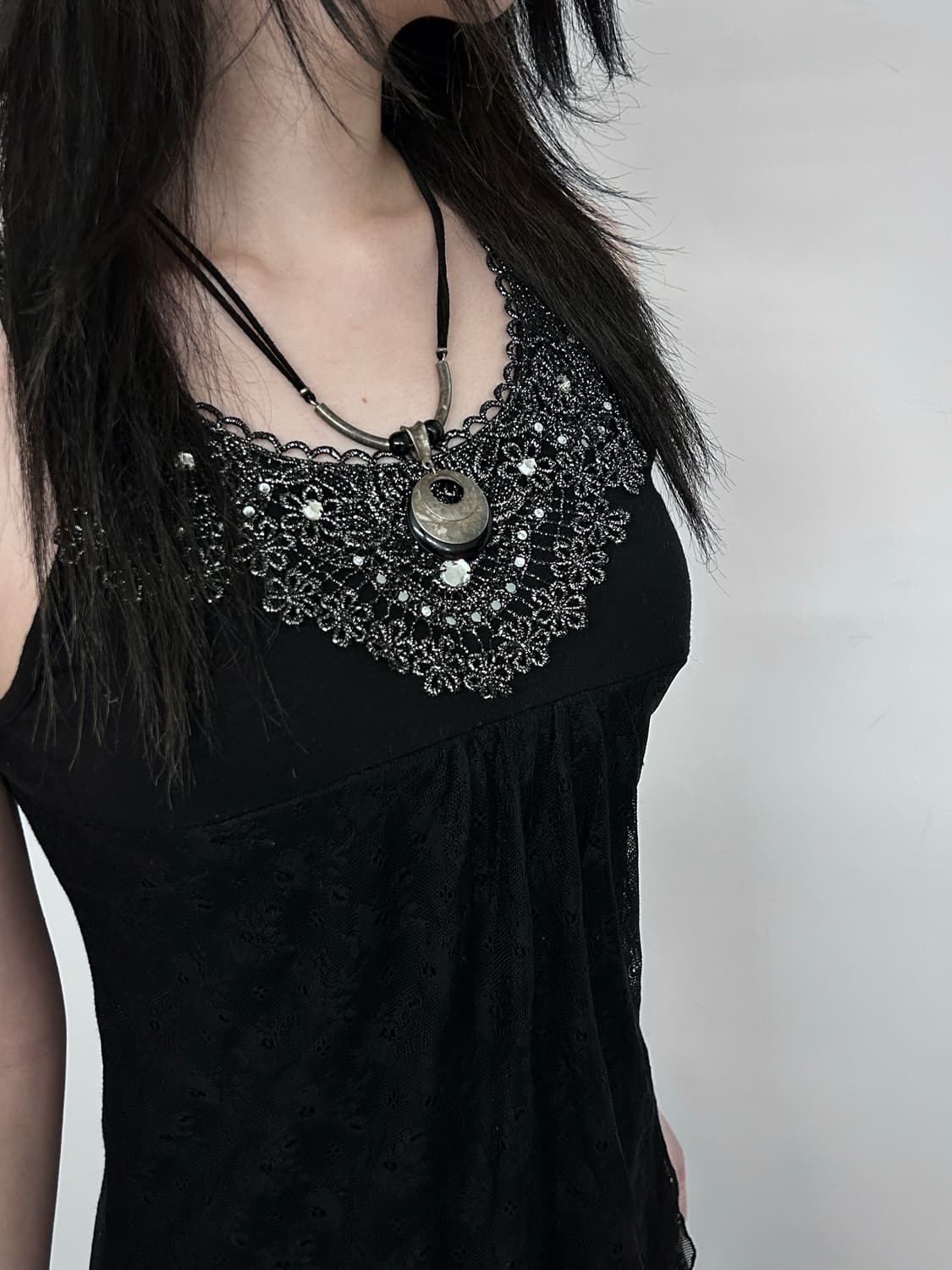 레이스 장식 레이어드 슬리브리스 상품이미지3