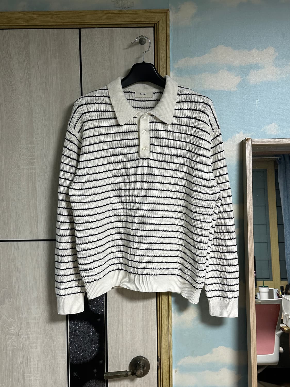 (2) 파브레가 코튼 폴로 스트라이프 니트 (아이보리) 상품이미지2