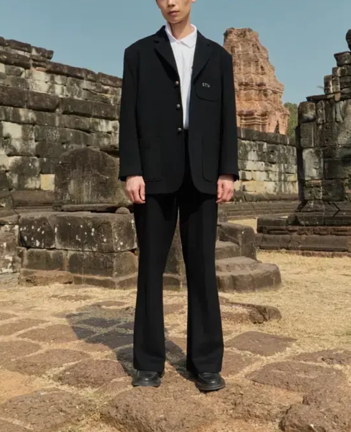 Stu 울캐시미어 플레어 슬랙스 블랙 S 상품이미지1