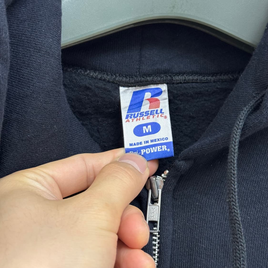 M) 00s 러셀 애슬레틱 빈티지 후드 집업 블랙 상품이미지3