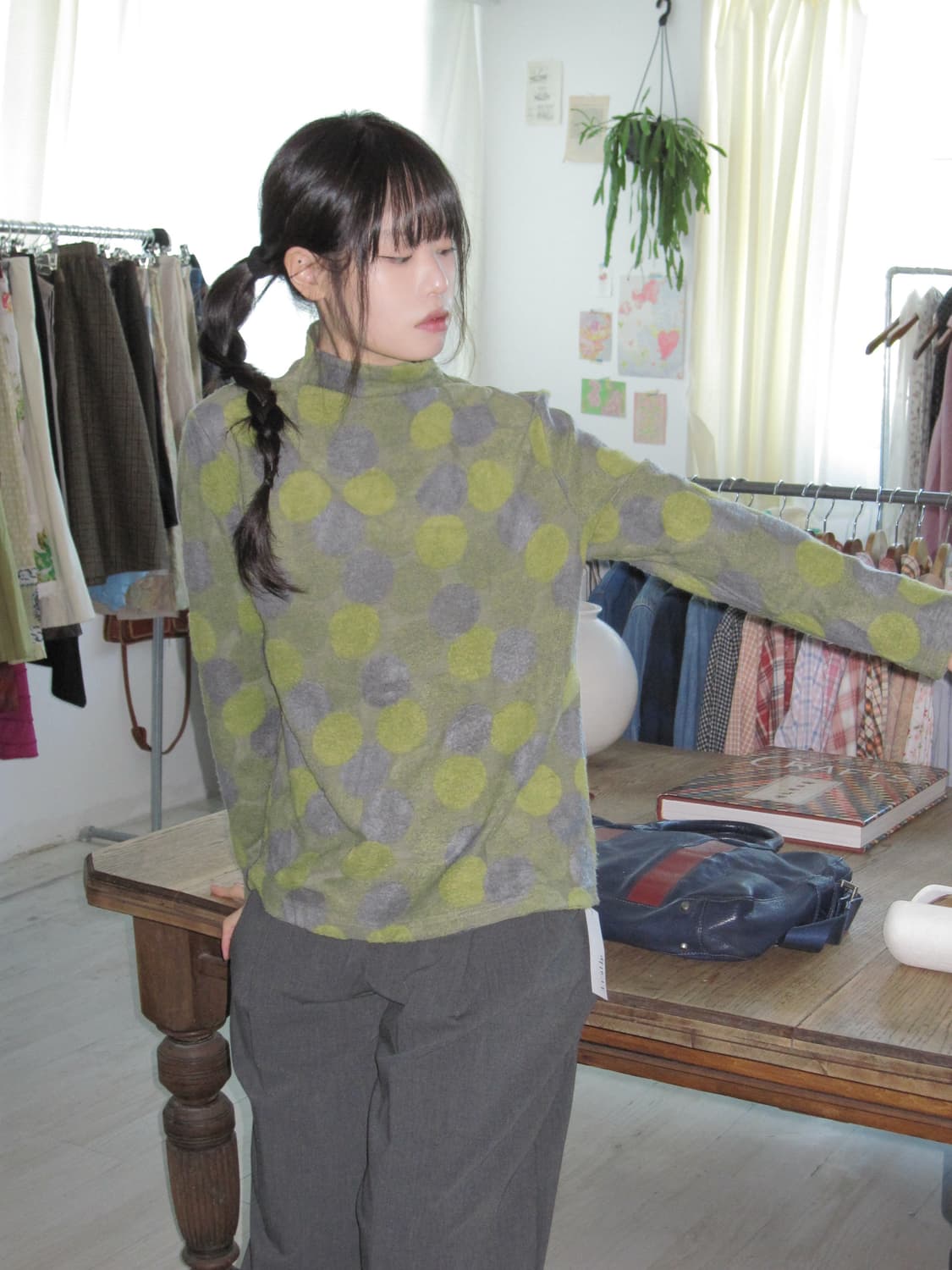 그린 도트 티셔츠 상품이미지2