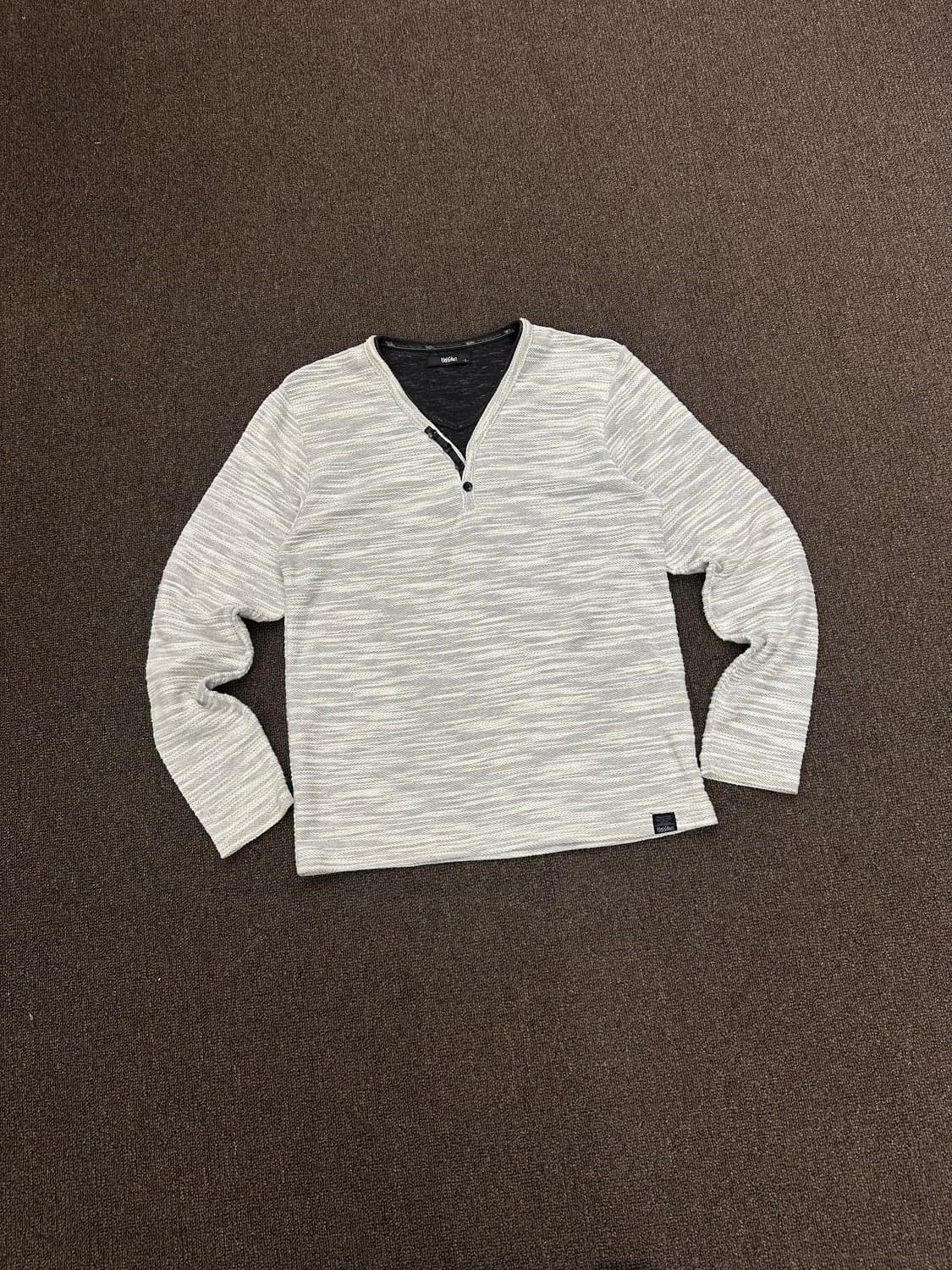 L)Mossimo vintage 그레이 스트라이프 헨리넥 롱슬리브 상품이미지1