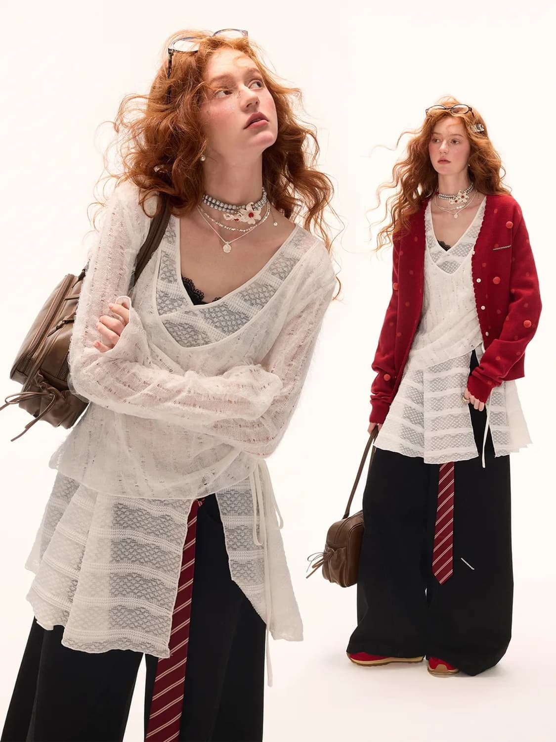 Mamc  Sheer V-Neck Layered Top  상품이미지1