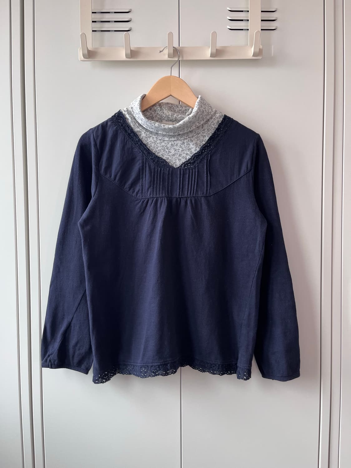 잔꽃 레이어드 목폴라 긴팔 롱 슬리브 상품이미지1