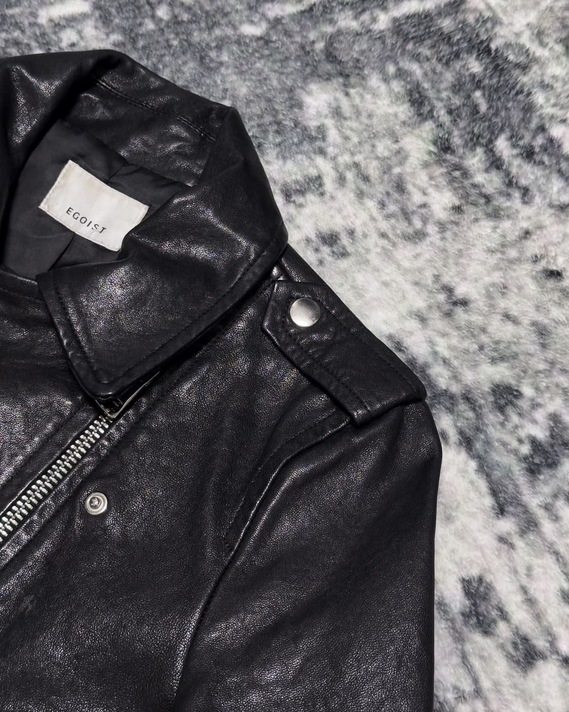 {Egoist} Belted Leather Rider Jacket  상품이미지8