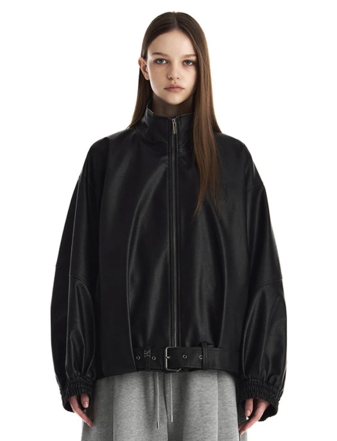 구해요 ) 트리밍버드 벨티드 오버사이즈 레더 블루종 자켓 상품이미지1