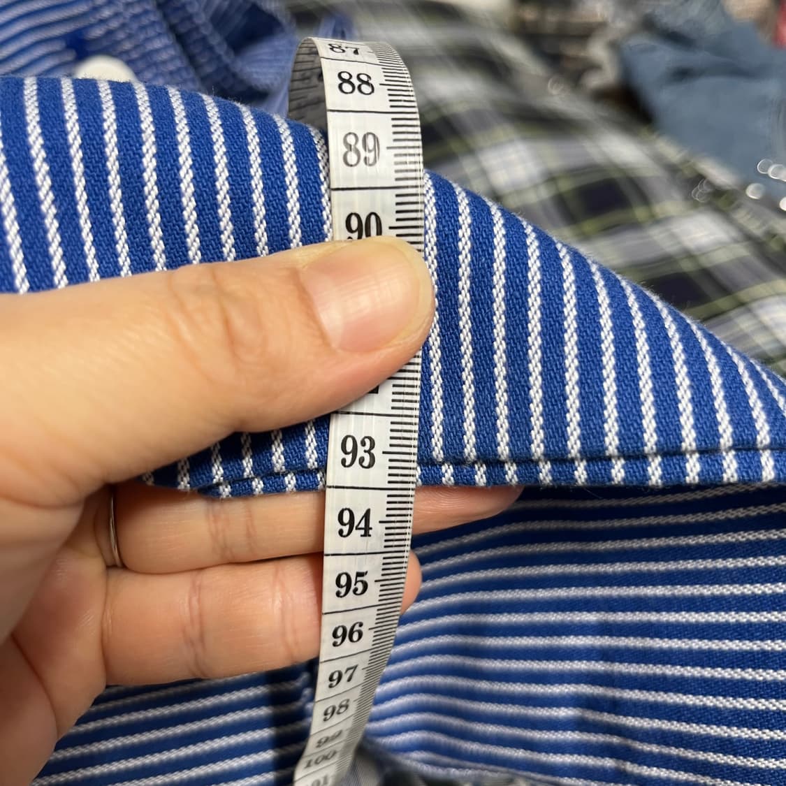 럭키슈에뜨 블루  스트라이프 와이드 팬츠 38 상품이미지6