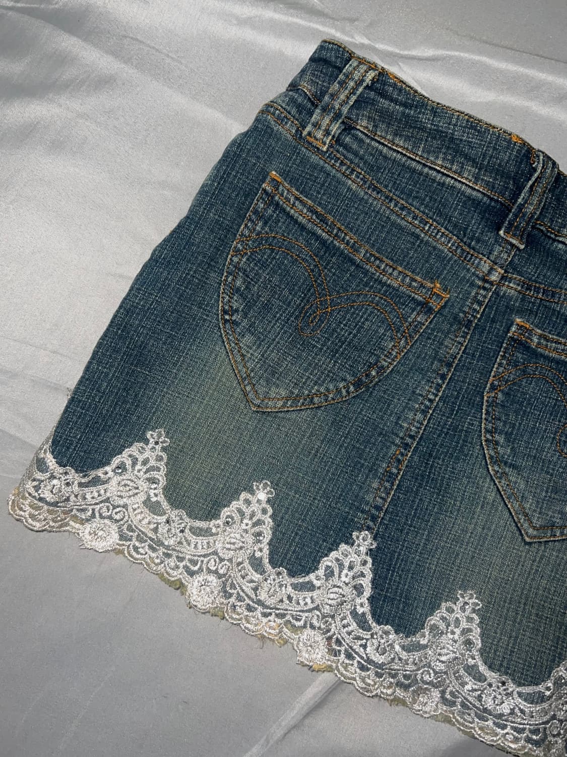 ✨vintage lace denim skirt 워싱 레이스 청치마✨ 상품이미지4