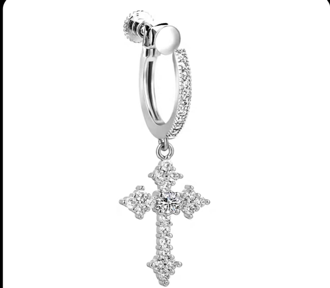 Oceanora 크로스 조절 가능 클립 귀걸이, 남녀 공용 피어싱 필요 상품이미지1