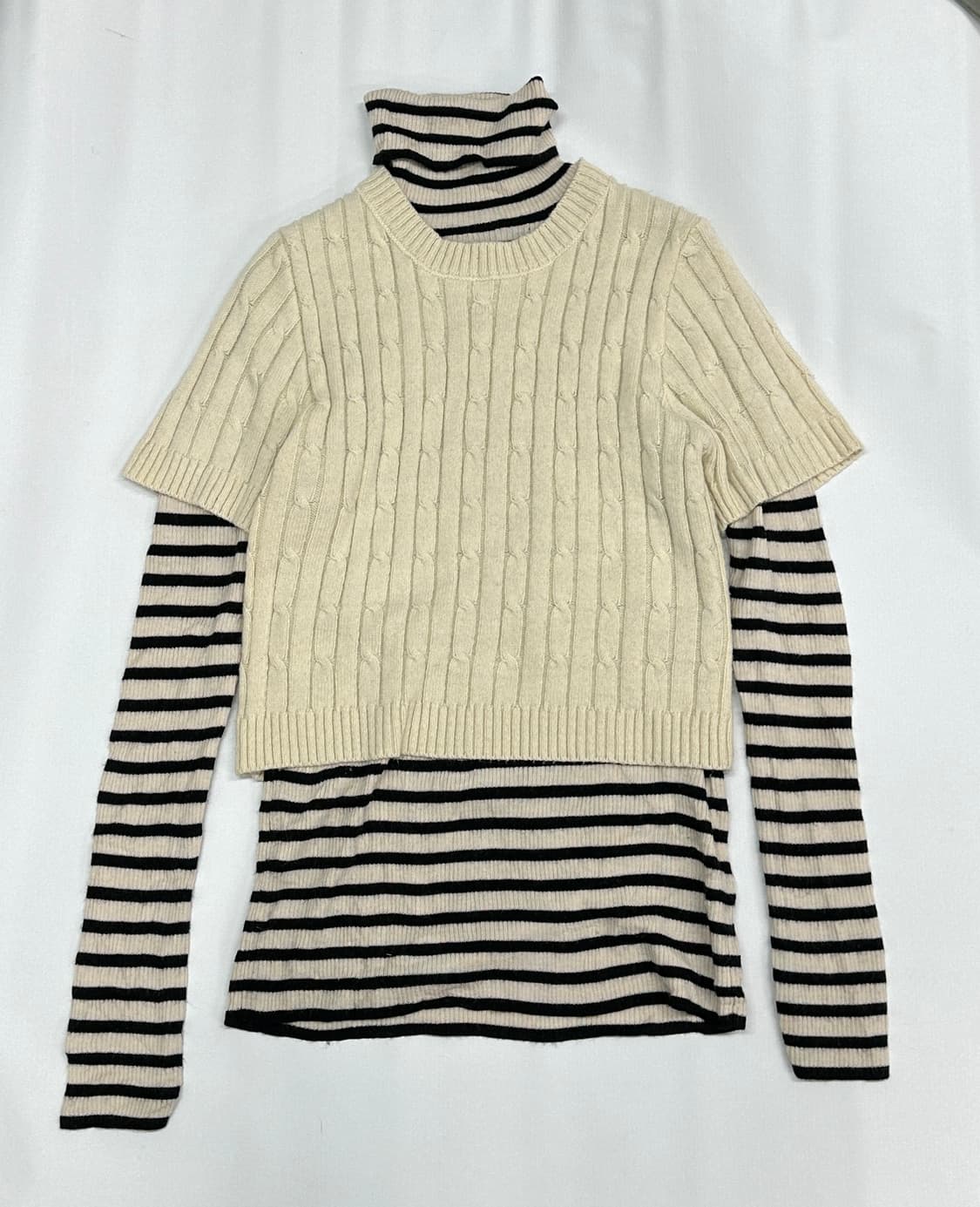 🍫슈슈룬 쇼콜라깔 레이어드 코디세트🍫 반팔니트 괴짜룩 미디스커트  상품이미지3